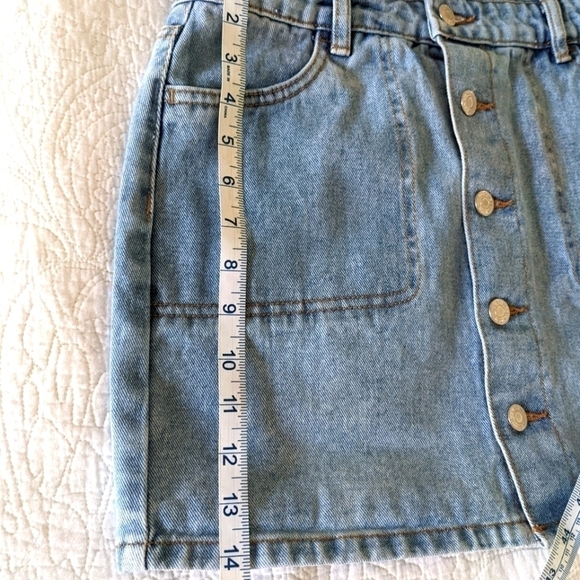PACSUN Denim Jean Bib Mini Skirt S Light Blue Wash - Picture 8 of 9
